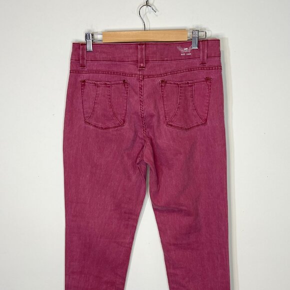 Lee Shapetastic Hidden Hold Magenta Skinny Leg Zipper Ankle Jeans Women's Size M - Picture 4 of 9